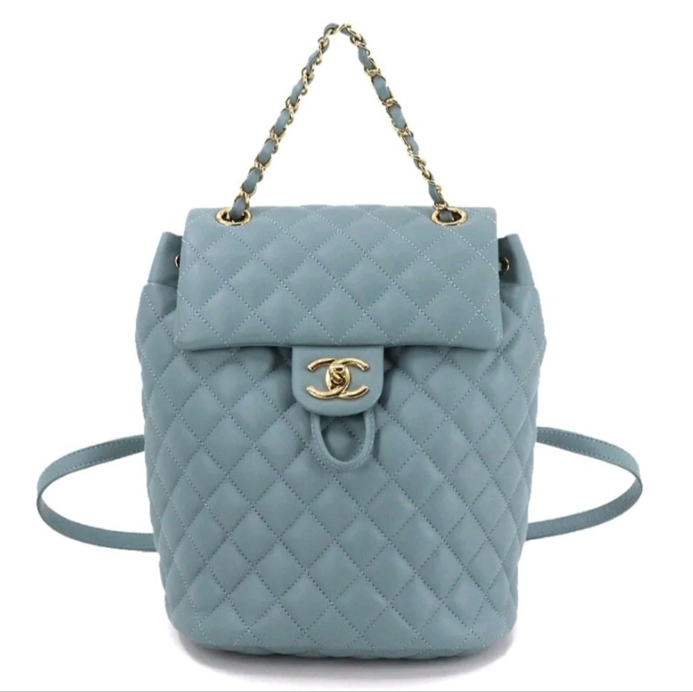 Authentic Chanel Light Blue Small Urban Spirit Backpack GHW